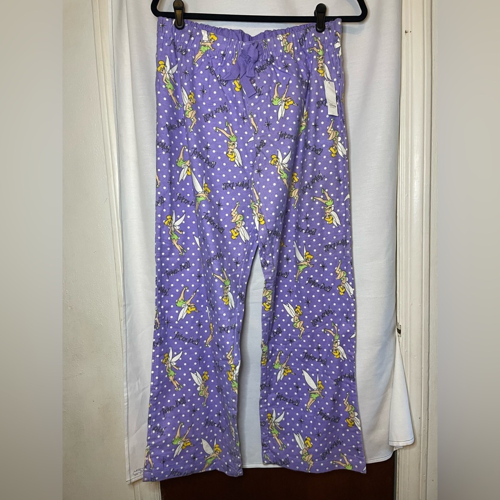 NWT Disney Tinkerbell Whimsical Polka Dot Lavender Pajama Bottoms Size M